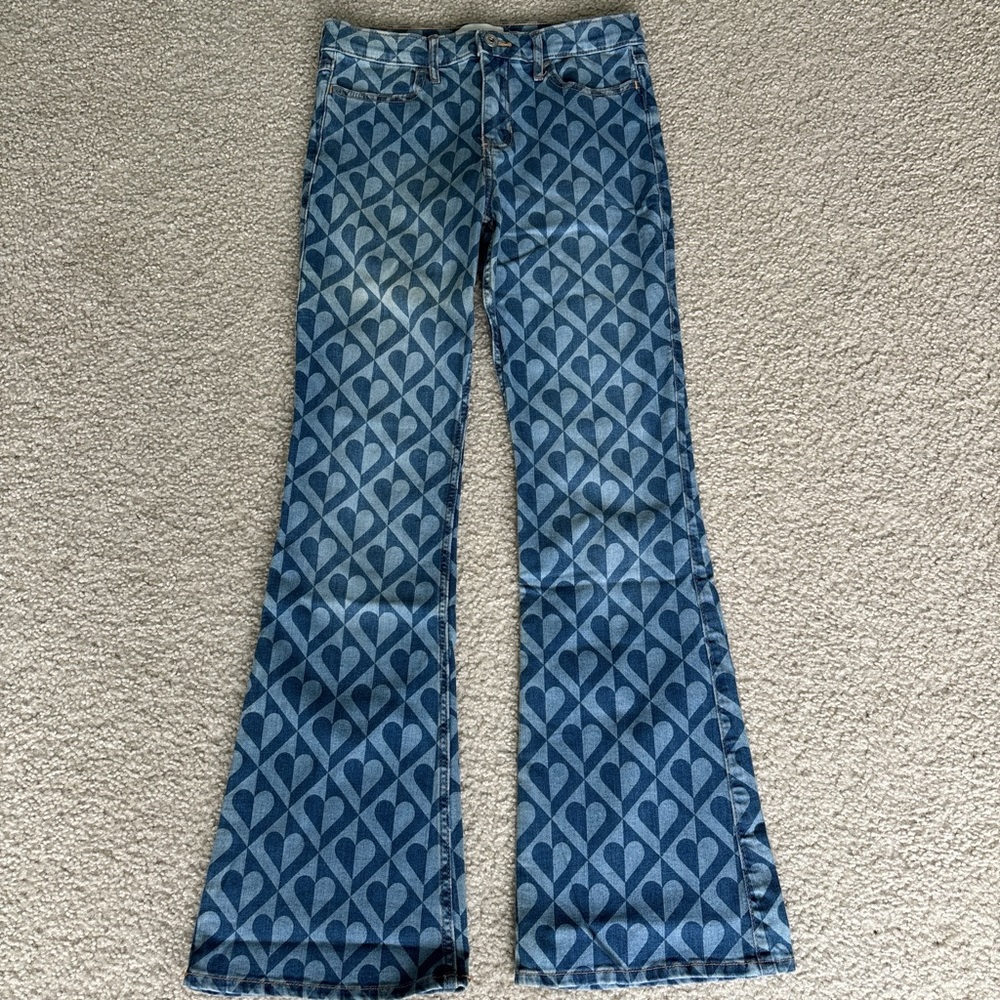 Abercrombie Kids Blue Patterned Flare Jeans